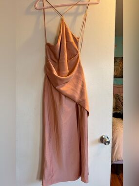 ASOS Peach Pink Draped Cowl Midi Slip Dress
